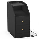 Side End Table with Charging Station Sofa Couch Table with Shelf Drawers