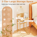 Side Table Set of 2 with Storage Shelves and Bamboo Construction-Natural