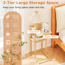 Side Table Set of 2 with Storage Shelves and Bamboo Construction-Natural