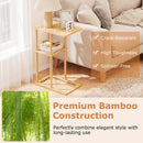 Side Table Set of 2 with Storage Shelves and Bamboo Construction-Natural