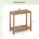 2/3-Tier Side Table Teak Wood Stand Utility Storage Shelf-3