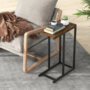C-shaped Side Table with Heavy-duty Metal Frame