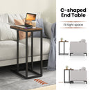 C-shaped Side Table with Heavy-duty Metal Frame