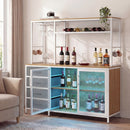 Sideboard Buffet Cabinet with LED Lights 55 inch Coffee Table with Power Outlets