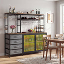 Sideboard Buffet Cabinet with LED Lights 55 inch Coffee Table with Power Outlets