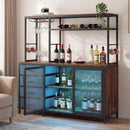 Sideboard Buffet Cabinet with LED Lights 55 inch Coffee Table with Power Outlets