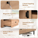 Sideboard Buffet Cabinet with Rattan Doors and 3 Drawers