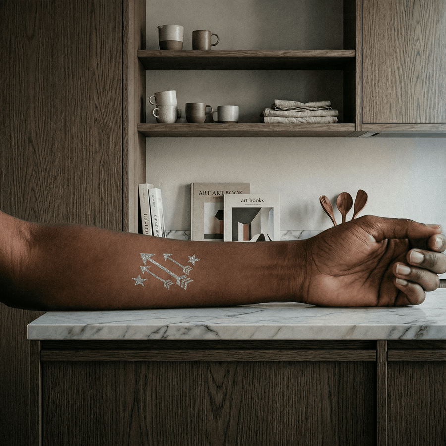 Silver Glitter Arrows Temporary Tattoo