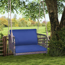 Single Person Hanging Seat with Seat and Back Cushions-Navy