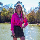 [Size 1X-3X] Dolly Duo Satin Button Up Blouse w/ Rhinestones | Western Cowgirl Plus Size Shirt