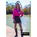 [Size 1X-3X] Dolly Duo Satin Button Up Blouse w/ Rhinestones | Western Cowgirl Plus Size Shirt