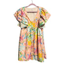 [Size L] Floral Printed Dress in Blush | V Neckline Button Down Mini Dress