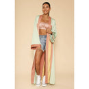 [Size L Remaining] Miss Sparkling Retro Arch Kimono Big Long Textured Satin Duster | Light Jacket, Outdoor Robe, Swimsuit Coverup | Sizes SM-XL