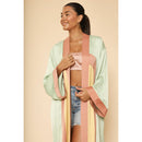 [Size L Remaining] Miss Sparkling Retro Arch Kimono Big Long Textured Satin Duster | Light Jacket, Outdoor Robe, Swimsuit Coverup | Sizes SM-XL