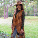[Size S/M Remaining] Cowgirl Vegan Suede Crochet Duster in Brown | Open-front Coat Outerwear