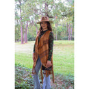 [Size S/M Remaining] Cowgirl Vegan Suede Crochet Duster in Brown | Open-front Coat Outerwear