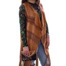 [Size S/M Remaining] Cowgirl Vegan Suede Crochet Duster in Brown | Open-front Coat Outerwear