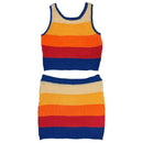 [Size XL Only] Miss Sparkling Rib Knit Set Skirt and Top | Orange and Blue Stripes