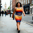 [Size XL Only] Miss Sparkling Rib Knit Set Skirt and Top | Orange and Blue Stripes