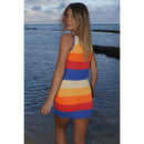 [Size XL Only] Miss Sparkling Rib Knit Set Skirt and Top | Orange and Blue Stripes