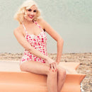 [Size XS Remaining] Pinup 1950s Rosie Retro One-Piece Swimsuit in Floral Prints, Black or Wine | 50s Inspired Swimsuit