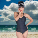 [Size XS Remaining] Pinup 1950s Rosie Retro One-Piece Swimsuit in Floral Prints, Black or Wine | 50s Inspired Swimsuit