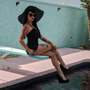 [Size XS Remaining] Pinup 1950s Rosie Retro One-Piece Swimsuit in Floral Prints, Black or Wine | 50s Inspired Swimsuit