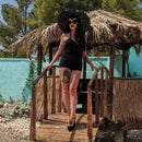 [Size XS Remaining] Pinup 1950s Rosie Retro One-Piece Swimsuit in Floral Prints, Black or Wine | 50s Inspired Swimsuit