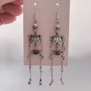 Skeleton Dangle Earrings in Silver | Anatomical Spooky Skeleton Long Halloween Earrings