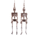 Skeleton Dangle Earrings in Silver | Anatomical Spooky Skeleton Long Halloween Earrings
