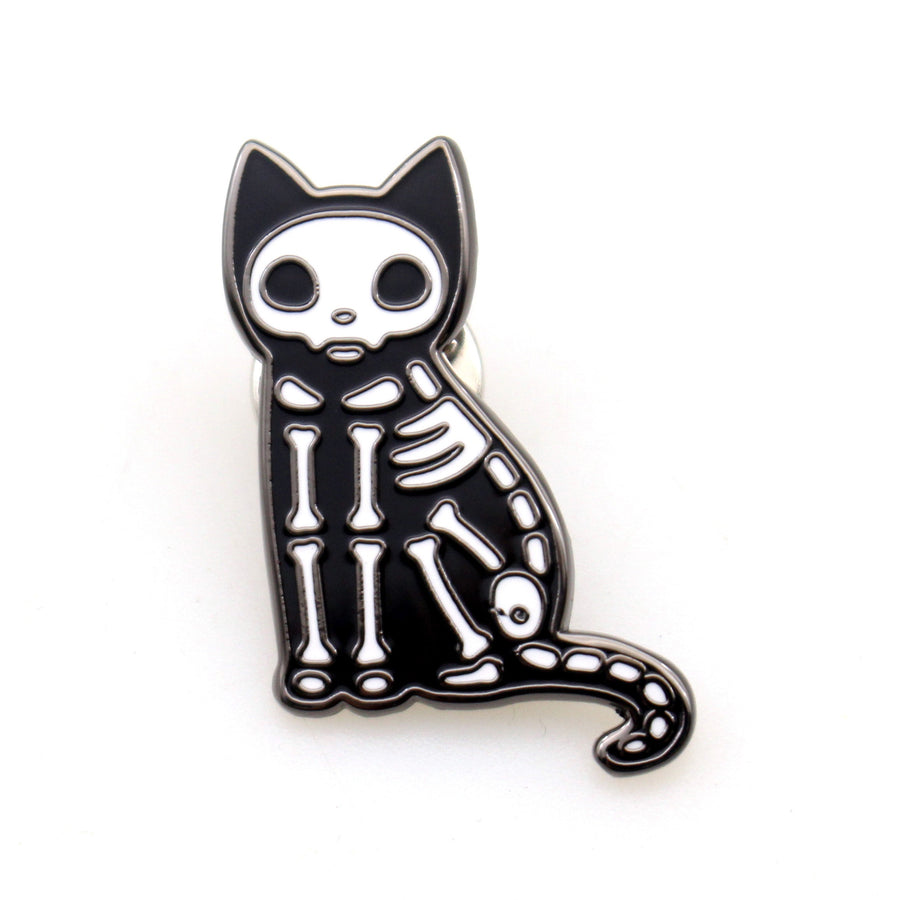 Skeleton Cat Enamel Pin