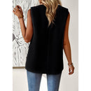 Sleeveless Blazer in Black | One-Button V-Neckline [Sizes SM-XL]