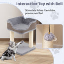 Small Cat Tree for Indoor Cats Kitty Tower with Comfy Plush Perch Sisal Scratching Posts-Gray