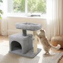 Small Cat Tree with Large Padded Plush Perch for Indoor Cats