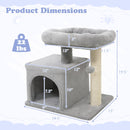 Small Cat Tree with Large Padded Plush Perch for Indoor Cats