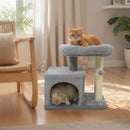 Small Cat Tree with Large Padded Plush Perch for Indoor Cats