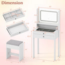 Small Vanity Desk with Mirror and Lights for Bedroom