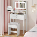 Small Vanity Desk with Mirror and Lights for Bedroom