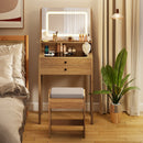 Small Vanity Desk with Mirror and Lights for Bedroom