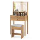 Small Vanity Desk with Mirror and Lights for Bedroom