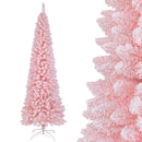 Snow Flocked 7 FT Artificial Pink Xmas Tree with 635 Branch Tips