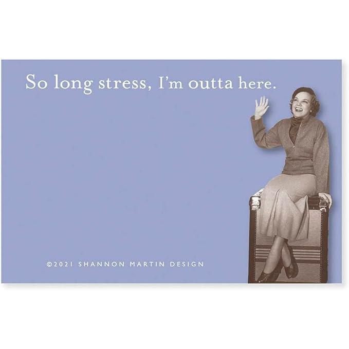 So Long Stress I'm Outta Here Sticky Note in Blue | Funny Vintage Sticky Notes | 75 Sheets