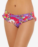 Hula Honey Purple Multi Impressionist Ruffled Bikini Swim Bottoms, Us Small