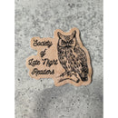 Society Of Late Night Readers Die Cut Owl Vinyl Sticker