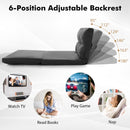 Floor Sofa Bed with 6 Positions Adjustable Backrest Skin-friendly Velvet Cover