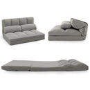 Floor Sofa Bed with 6 Positions Adjustable Backrest Skin-friendly Velvet Cover