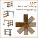 360° Rotating Sofa Side Table with 2-Tier Storage Shelves