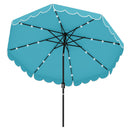 9.3 Feet Solar Patio Umbrella with 24 LED Lights Vented Top and Ruffles-Beige