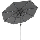 10 Feet Solar Patio Umbrella with 32 LED Lights 3-Tier Vented Top