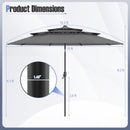 10 Feet Solar Patio Umbrella with 32 LED Lights 3-Tier Vented Top